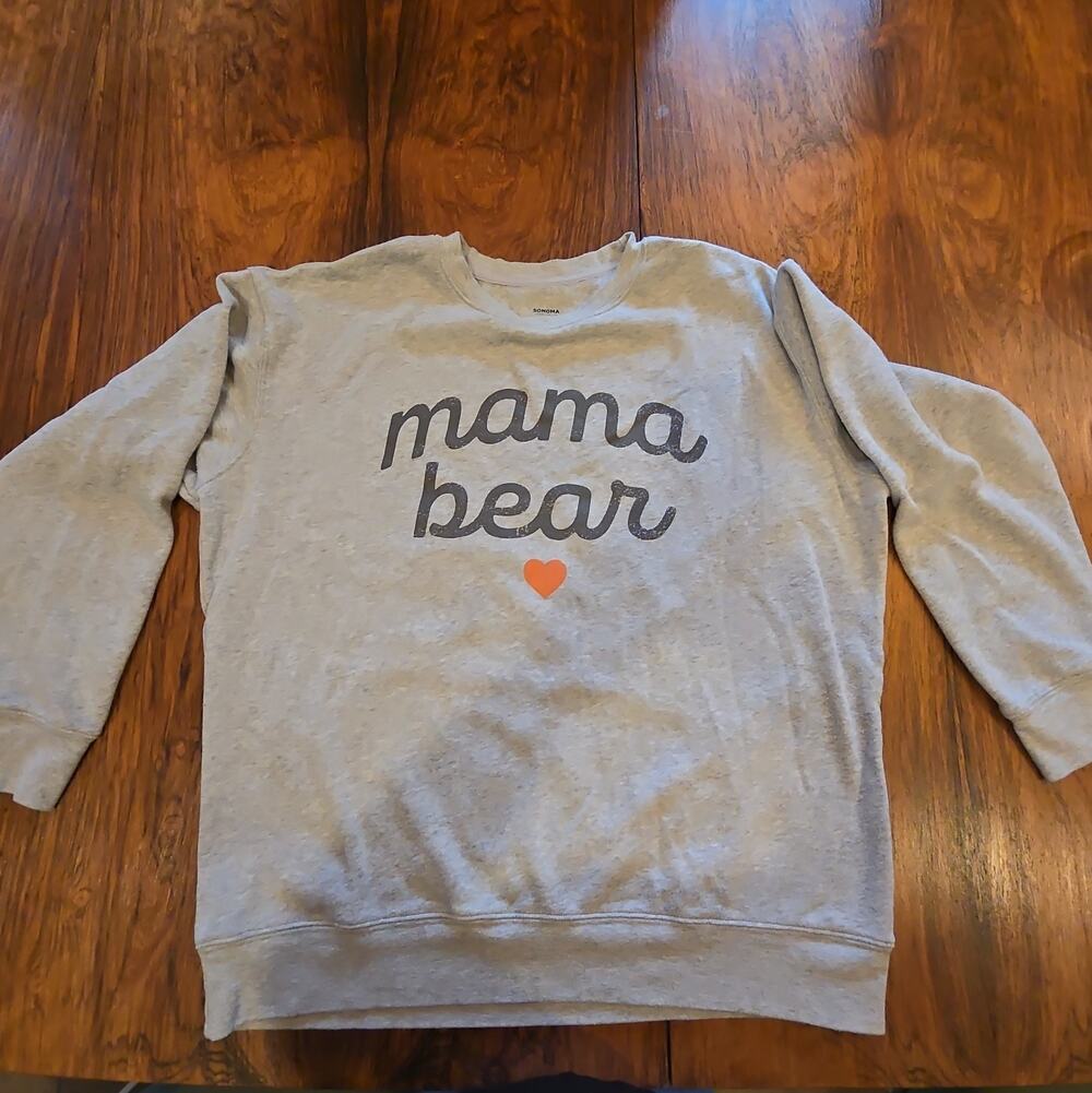 Sonoma Goods For Life Sweatshirt Womens L Graphic Mama Bear Gray